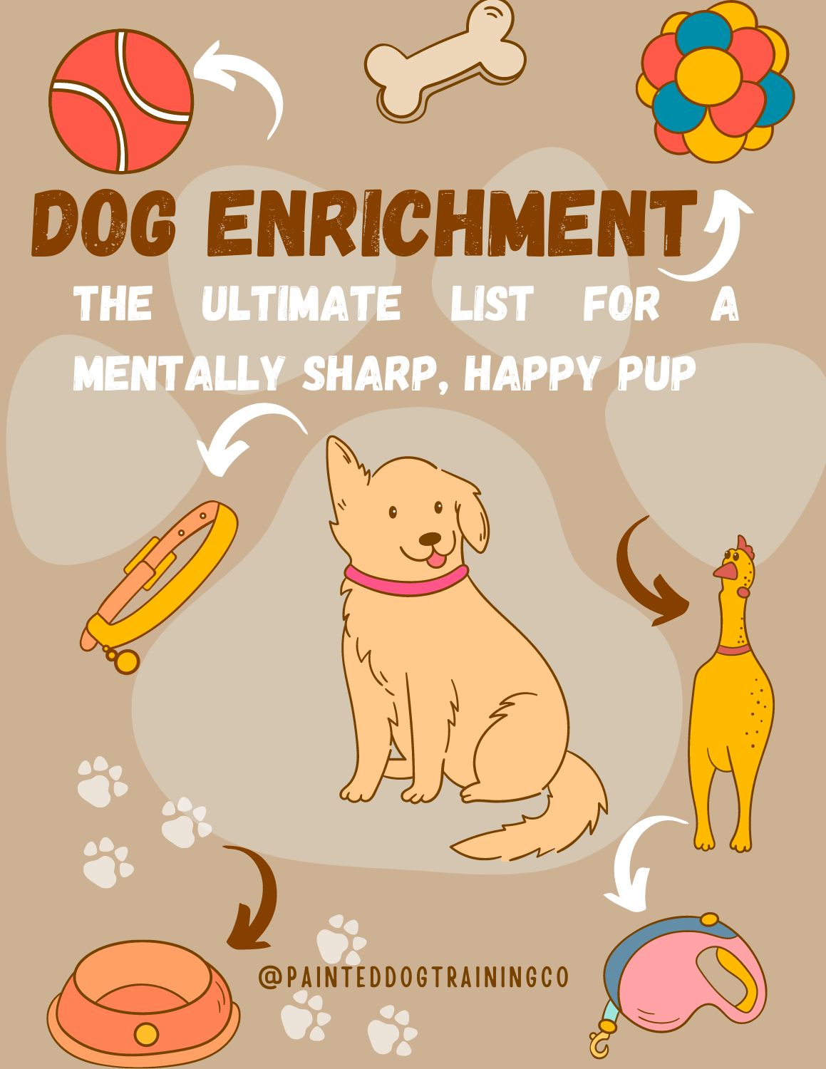 A neutral color based flyer for a dog enrichment article